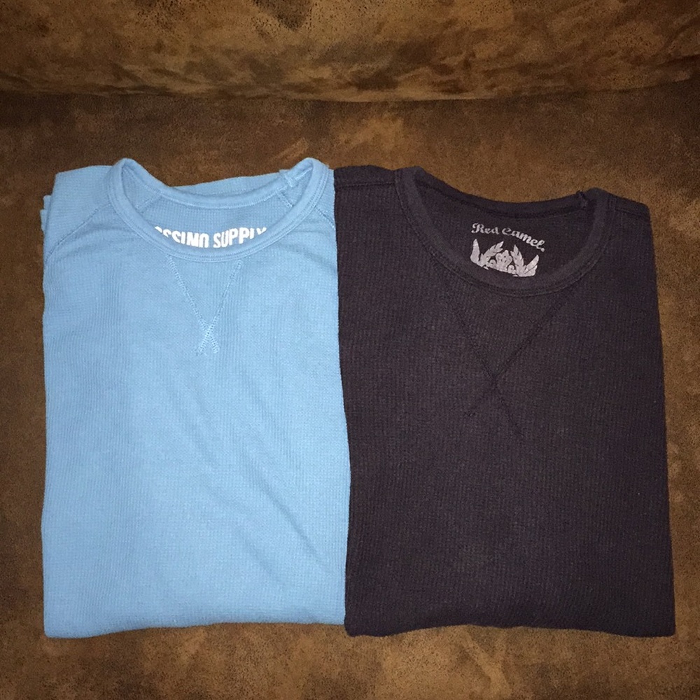 * 2 Long sleeve waffle knit thermals