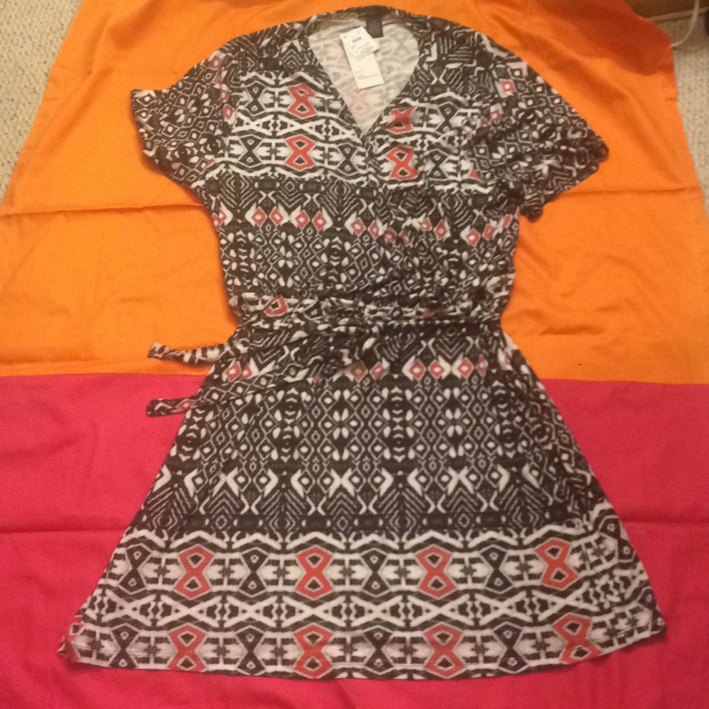 Design History mock wrap dress with tie size 2X