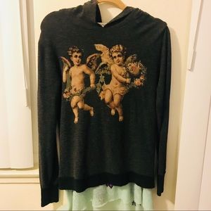 WILDFOX baby angels grey and green hoodie. Mint!