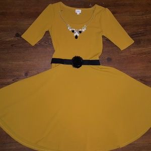 LuLaRoe Nicole Dress Mustard Gold Medium