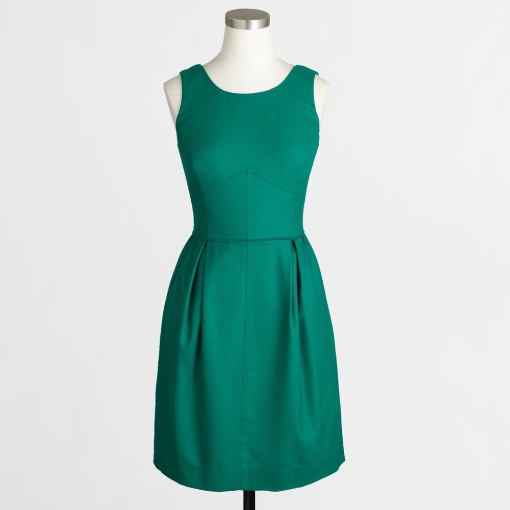J.Crew | Pleated Shift Dress in Wool Flannel