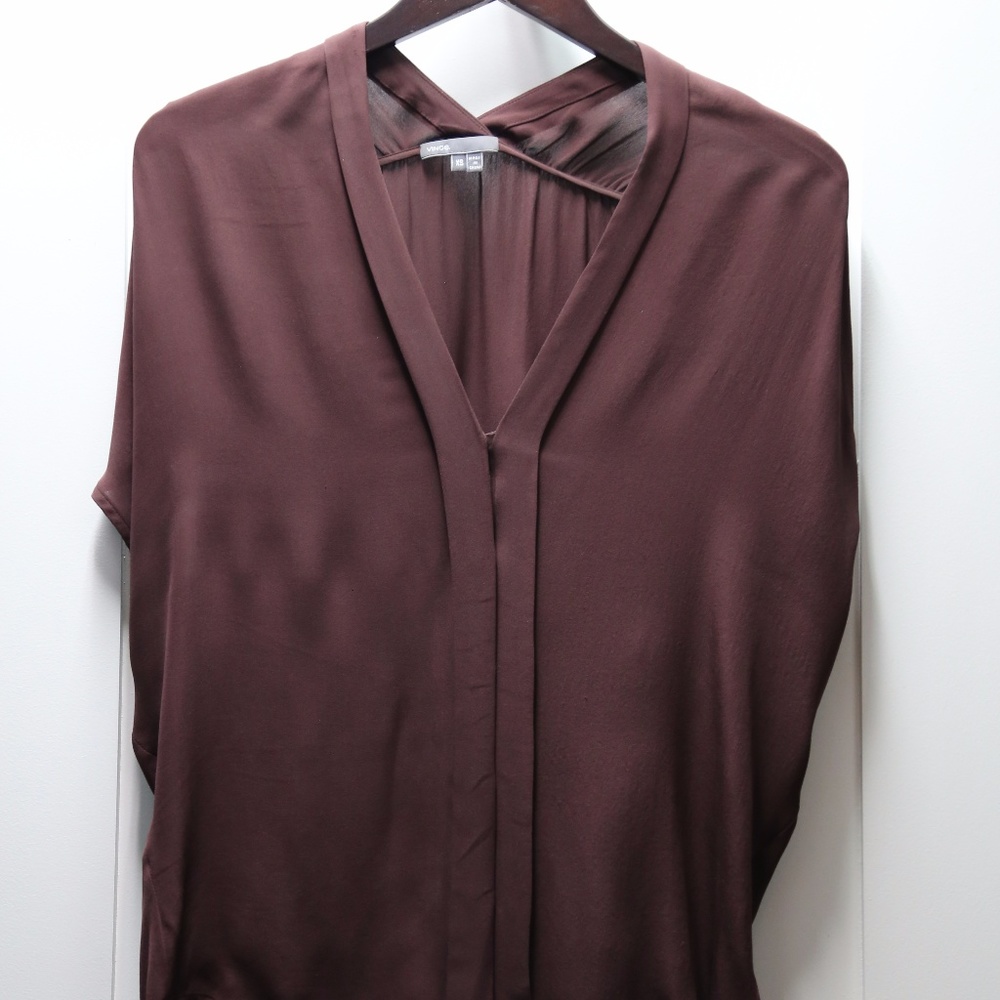 XS Vince Loose Fitting Cap Sleeve Maroon Blouse