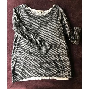 LOFT Navy Printed Sweater Size Medium