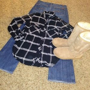 Black and white lightweight flannel