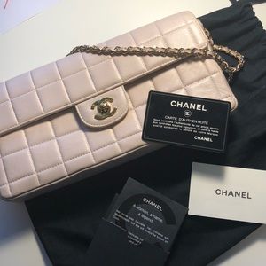 Chanel beige lambskin chocolate bar edition