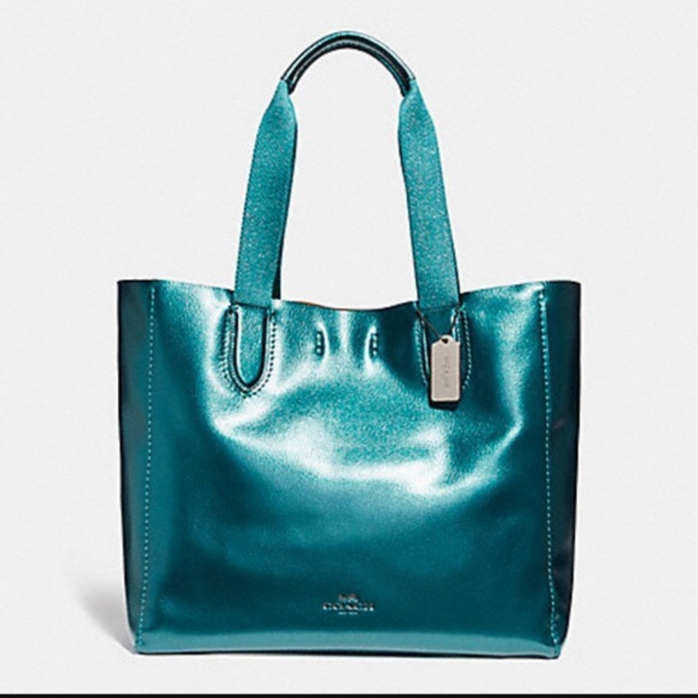 NWOT Mermaid Blue Turquoise Coach Derby Tote