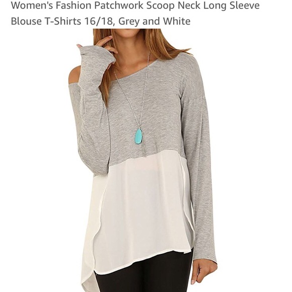 Women’s Fashion Scoop Neck Long Sleeve Blouse - Picture 1 of 5
