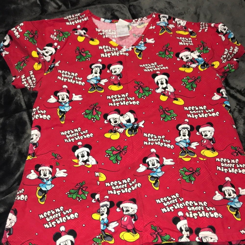Mickey & Minnie Christmas scrub top