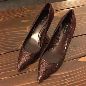 WHBM Maroon Glitter Pumps