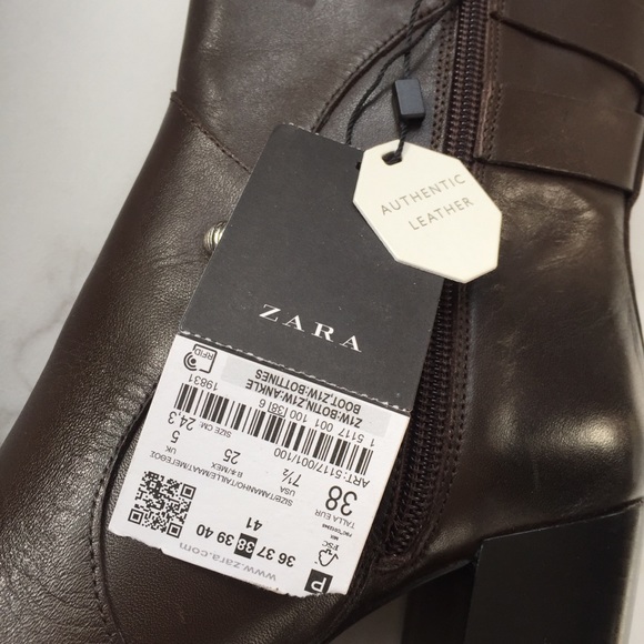 Zara dark brown leather boots - Picture 6 of 8