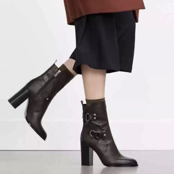 Zara dark brown leather boots - Picture 8 of 8