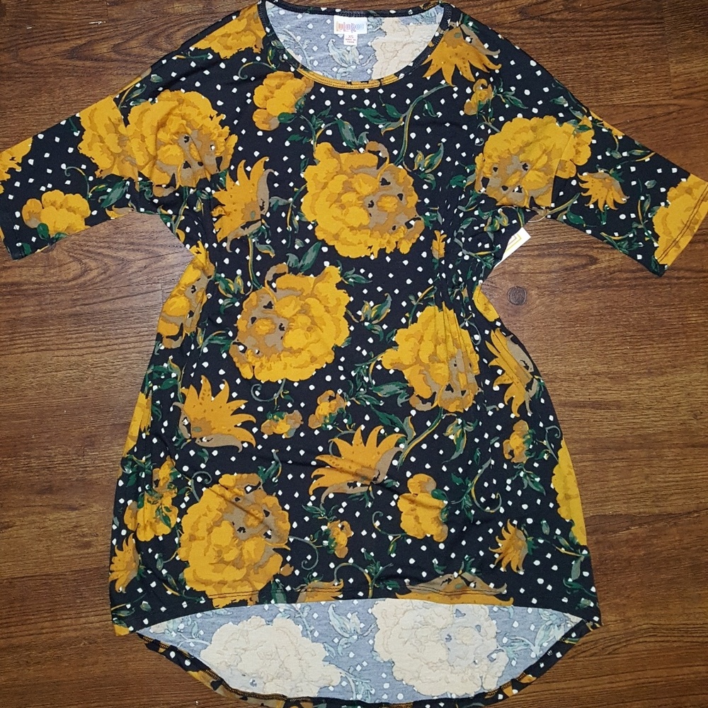 LuLaRoe Unicorn Vintage Floral Irma Tunic Black