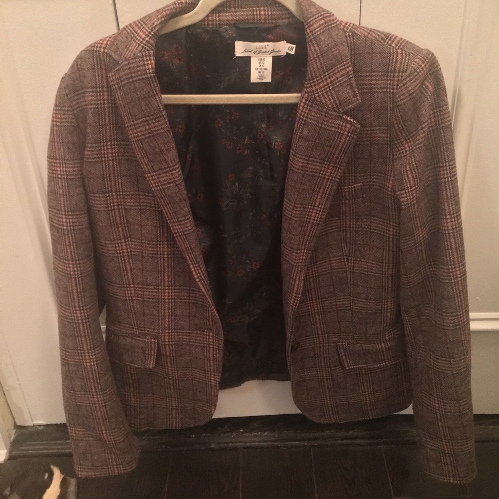 Tweed-Style H&M Blazer with Patches Size 8