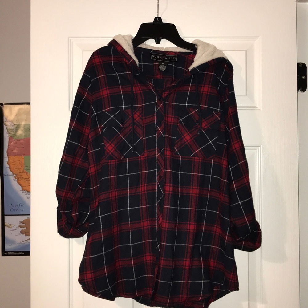 Long sleeve Plaid flannel shirt/hoodie NEVER WORN