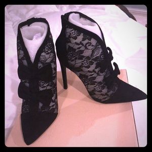 New sexy black lace bow heels