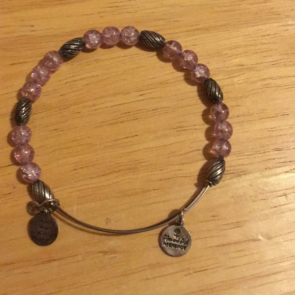 Alex and Ani Beaded Bracelet Silver and Purple