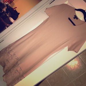 Ann Taylor Midi Blush Dress with Lace detail