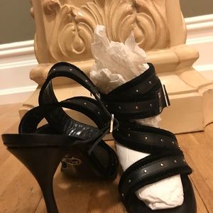 GUCCI black, studded ankle strapped 3+ heels
