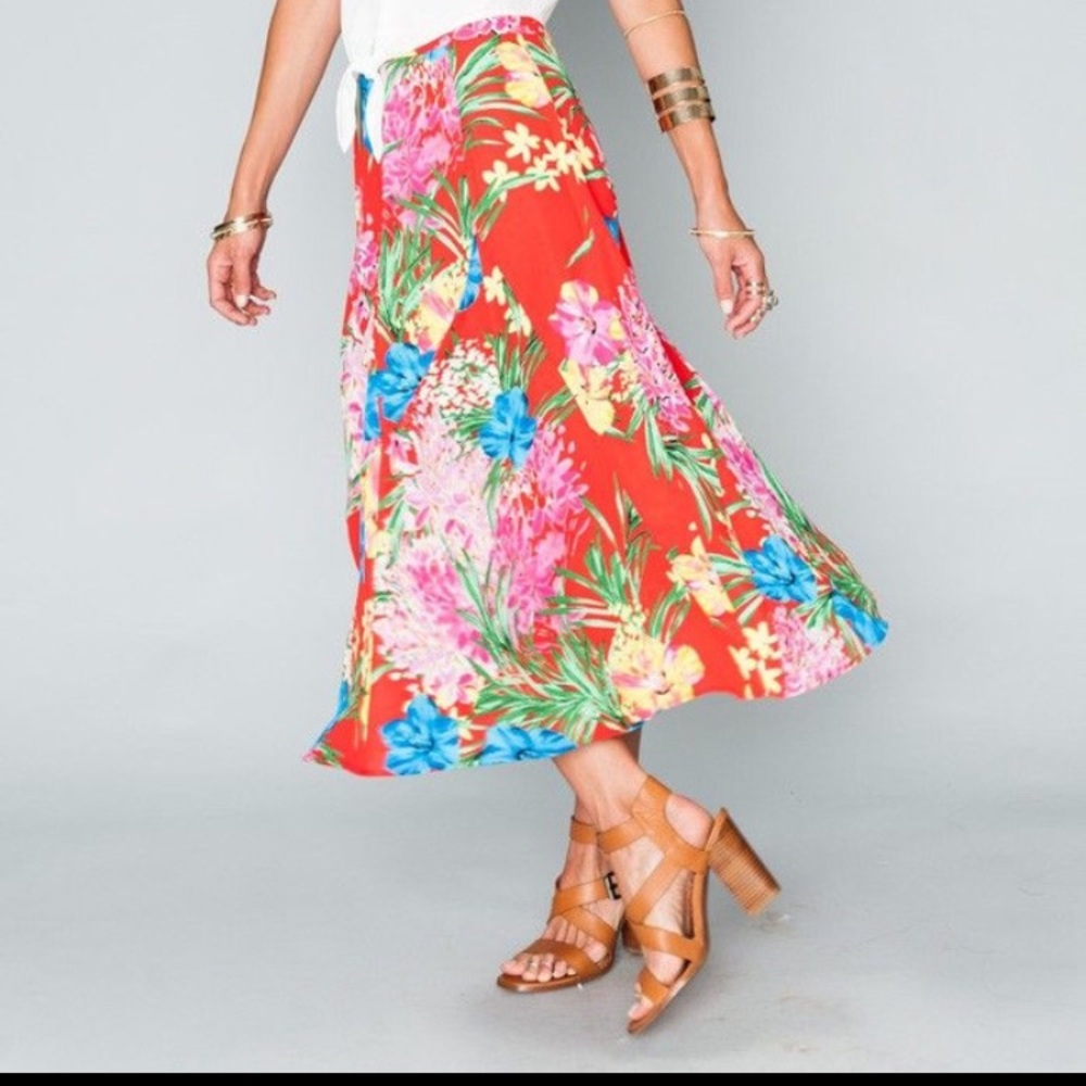 Tea Party Midi Skirt - Tropical Tango