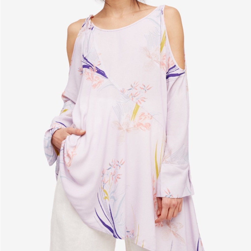 Free People  printed cold shoulder tunic