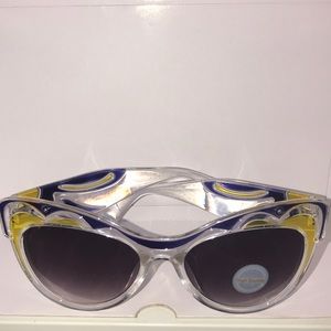 Blue/Yellow/Clear Cat-eye Sunglasses