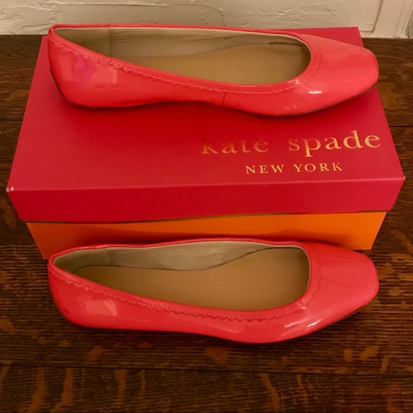 kate spade Shoes - Kate Spade neon pink patent leather flats, size 8M