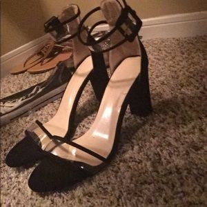 Black clear strap heel