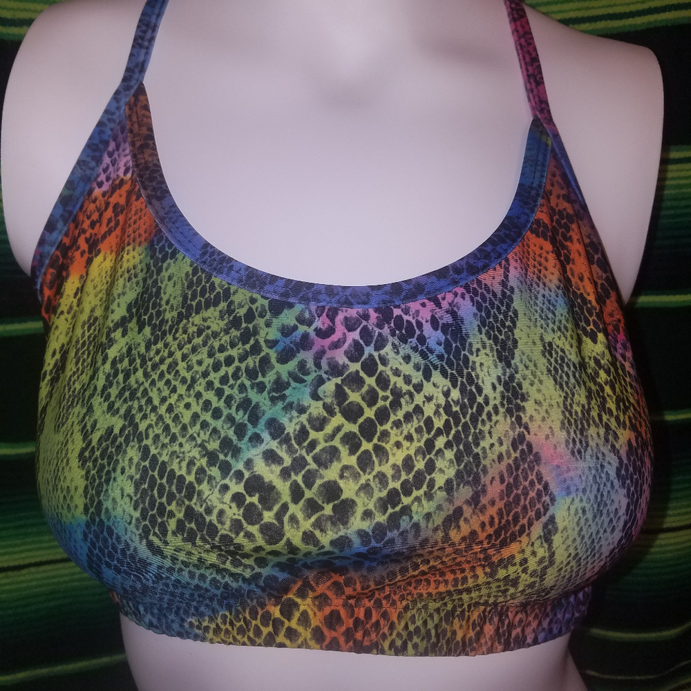 Trendy Trends Rainbow Snake Print Crop Top NWOT