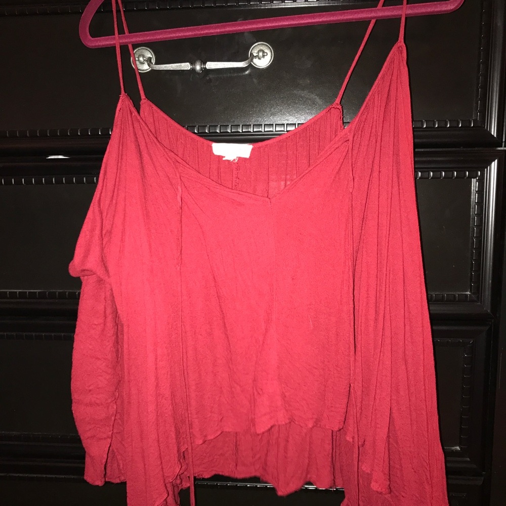 red bell sleeved blouse