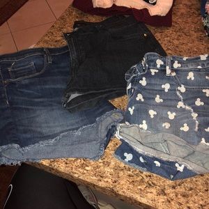 3 LOT jean shorts and Mickey shoes