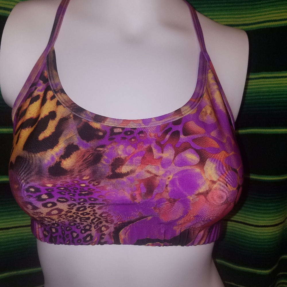 Trendy Trends Or/Pur Leopard Print Crop Top NWOT