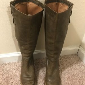 Frye leather boots with wood heel....