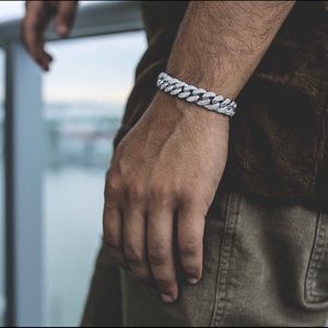 Iced Out White Gold Cuban Diamond Bracelet