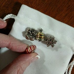 Pandora Red Stripe Charm with free charms