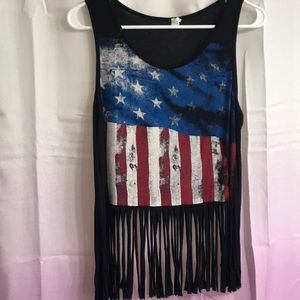 American flag fringe tank