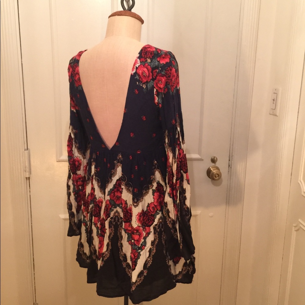 Free People Open Back Mini Bell Sleeve Dress