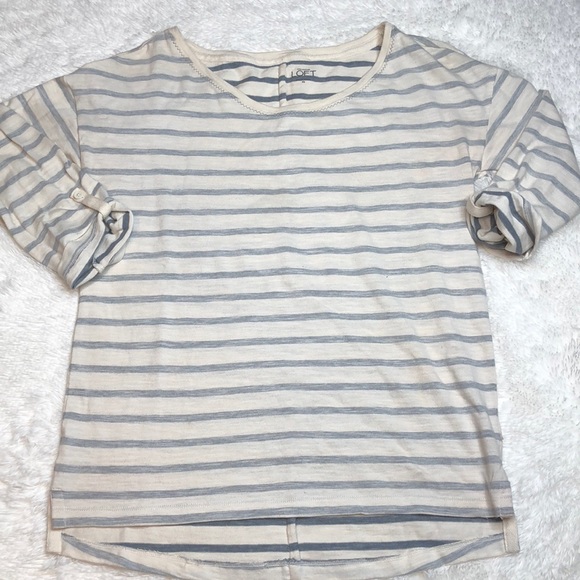Striped 3/4 sleeve LOFT Top - Picture 1 of 4