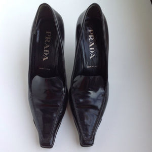 Black leather Prada heels