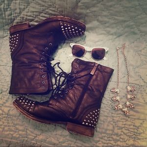 Studded moto boots