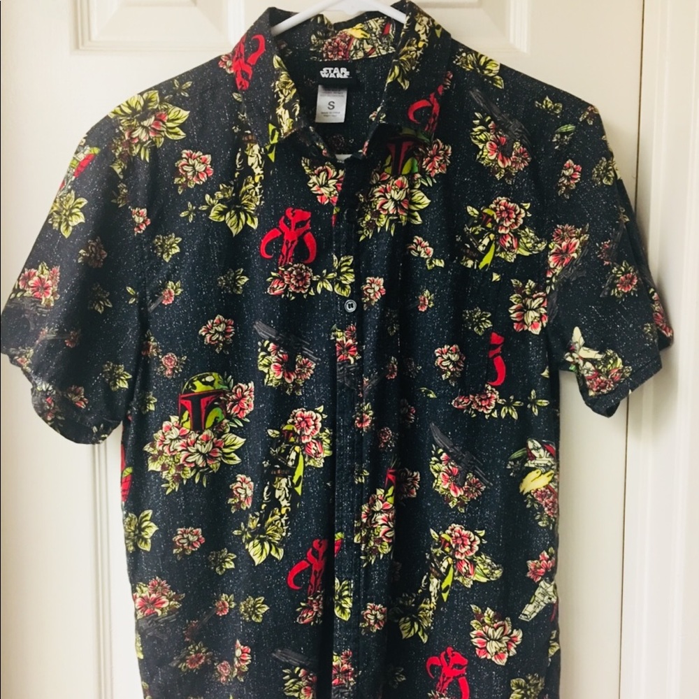 Star Wars Boba Fett Floral Woven Button-Up