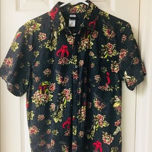 Star Wars Boba Fett Floral Woven Button-Up