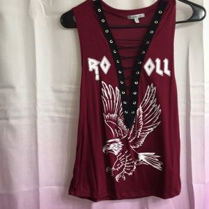 deep v/criss cross rock and roll tank