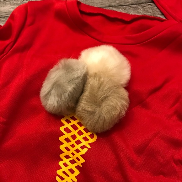 B2G1♦️Fluffy balls ice cream pullover red - Picture 3 of 6