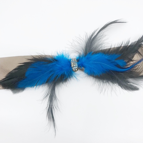 J. Crew Accessories - j crew • mink feather belt rhinestone detail brown