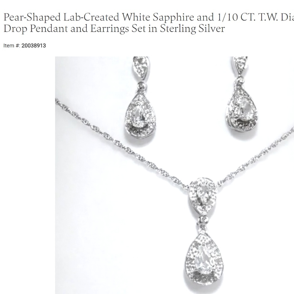 Pear-Shaped Lab-Created White Sapphire and 1/10 CT