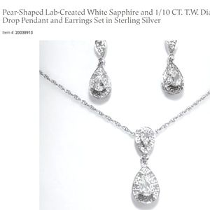 Pear-Shaped Lab-Created White Sapphire and 1/10 CT