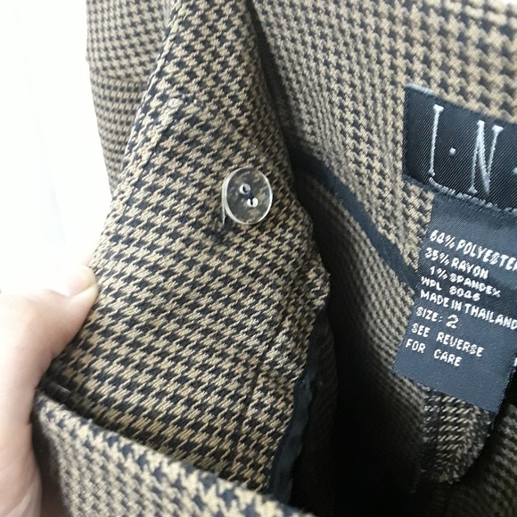 Caramel Houndstooth Patterned Wide Leg Pants - Picture 3 of 6