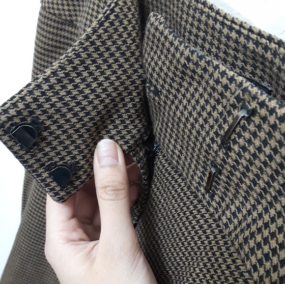 Caramel Houndstooth Patterned Wide Leg Pants - Picture 4 of 6