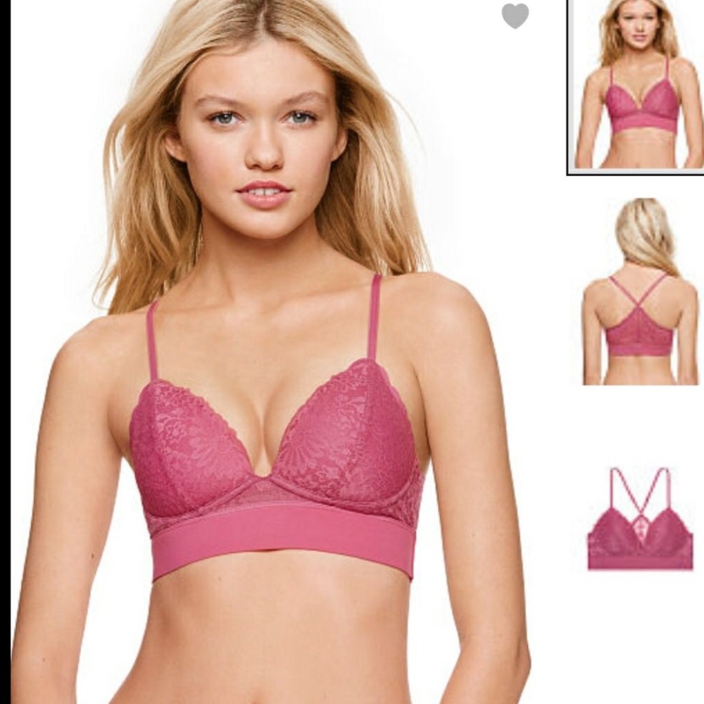 New! VS Pink Lace Lightly Lined Bralette