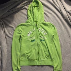 Neon Green Hollister Zip up Jacket